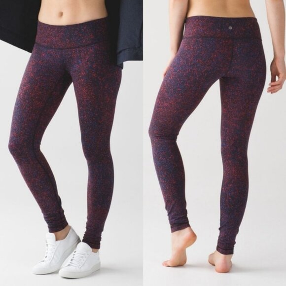 Lululemon Wunder Under Pant III Splatter Prep Red Sapphire Blue size 4 - Picture 1 of 13